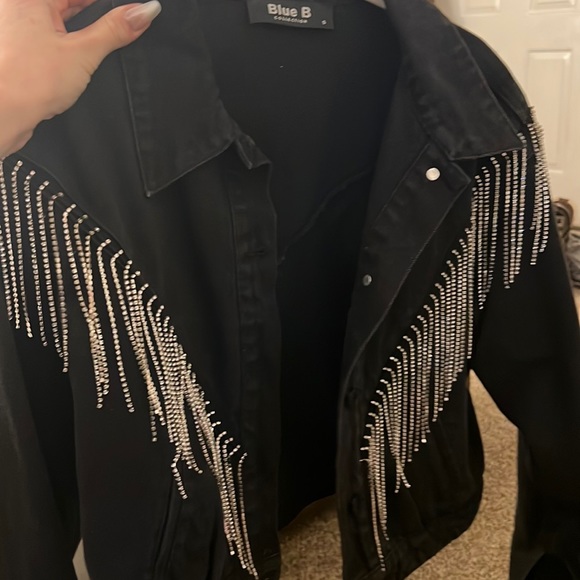 Jackets & Blazers - Rhinestone fringe black jacket